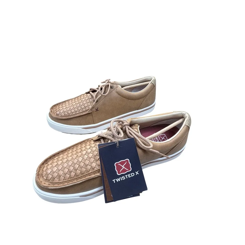 Twisted X Shoes Mens 10.5 Brown Woven Leather Casual Kicks Loafer New